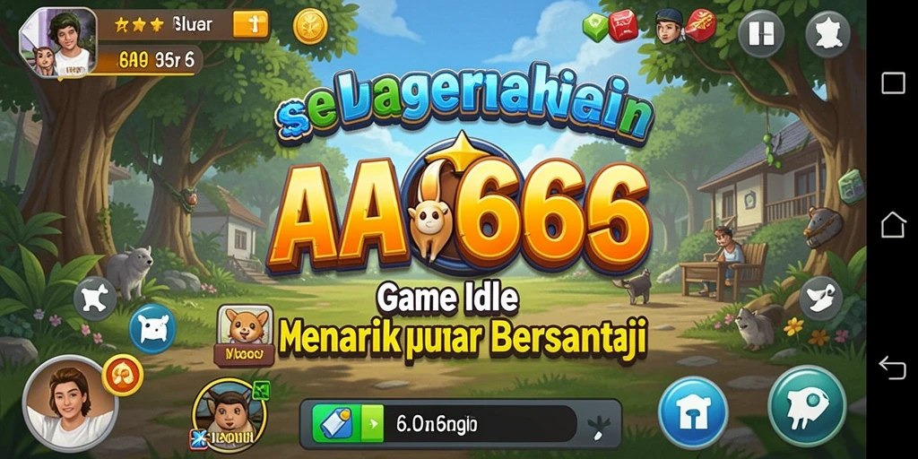 Screenshot gameplay AA666 menampilkan karakter dan proses pengumpulan sumber daya yang menyenangkan.