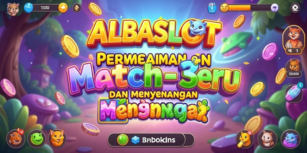 Gameplay menarik di ALBASLOT dengan elemen Match-3 berwarna-warni.