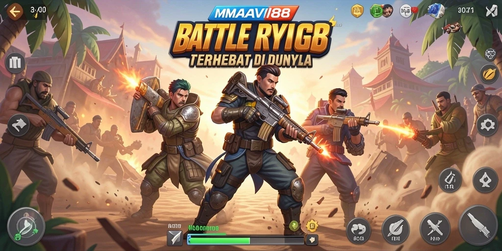 Tampilan gameplay mendebarkan di AMAVI88 Battle Royale.