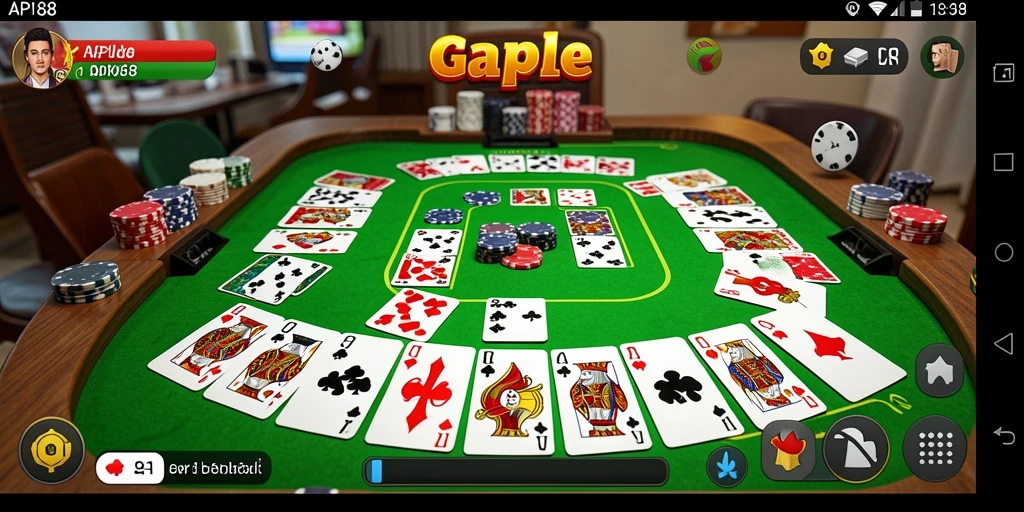 Screenshot utama menampilkan gameplay Gaple yang seru dan menantang.