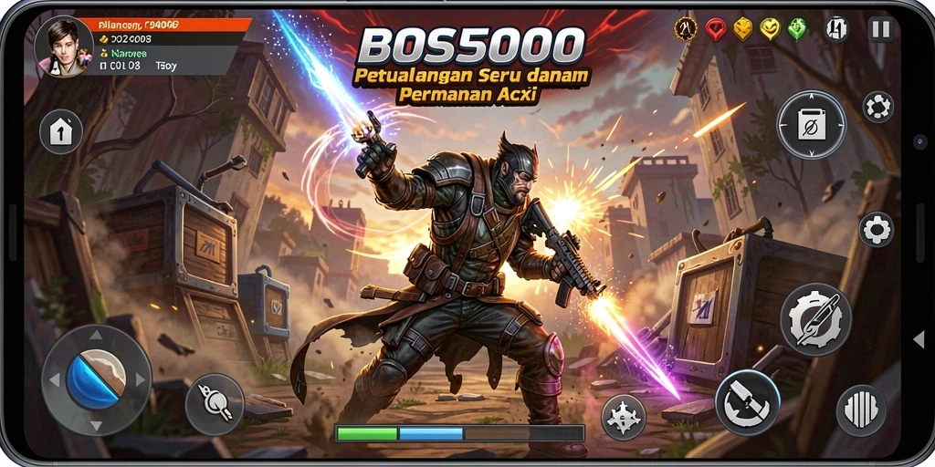 Tangkapan layar gameplay mendebarkan dari BOS5000.