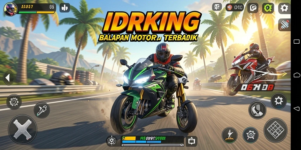 Gameplay IDRKING yang mendebarkan di trek balapan.