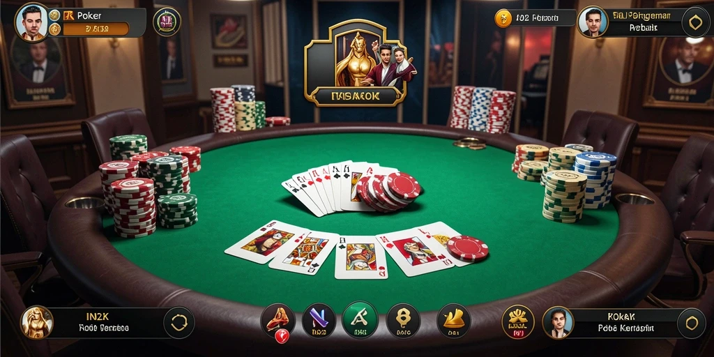 Tangkapan layar gameplay IN22 menampilkan keseruan poker online.