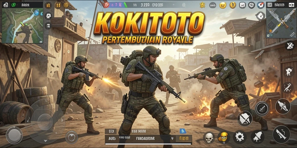 Screenshot KOKITOTO menampilkan aksi mendebarkan dalam pertempuran Battle Royale.