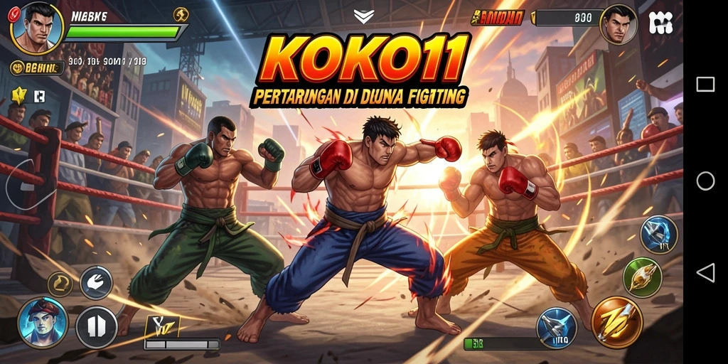 Screenshot utama KOKO11 menampilkan aksi pertarungan yang seru dan intens.