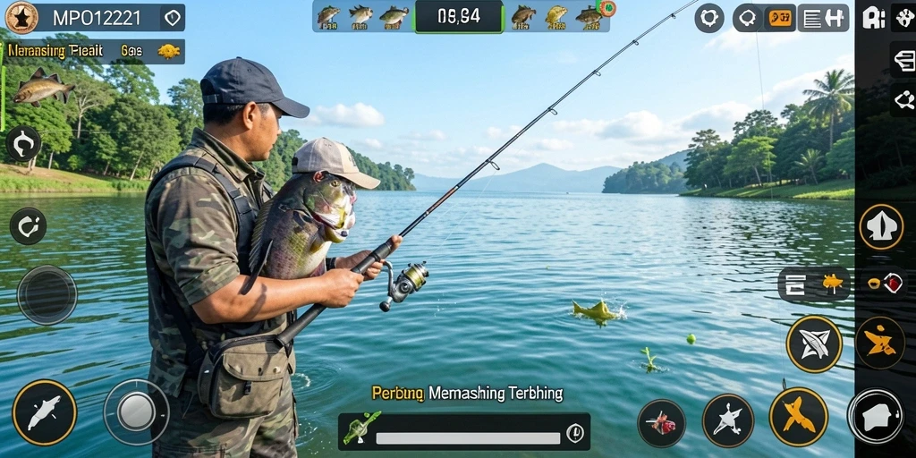 Tangkapan ikan besar dalam gameplay MPO1221 yang menegangkan.