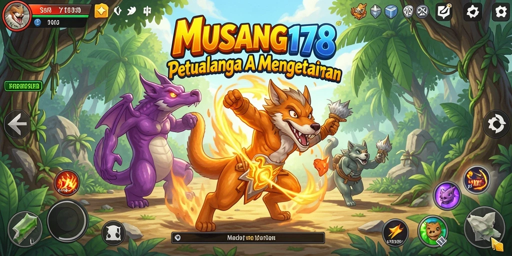 Screenshot utama MUSANG178 menampilkan aksi seru dan karakter anime yang menarik.