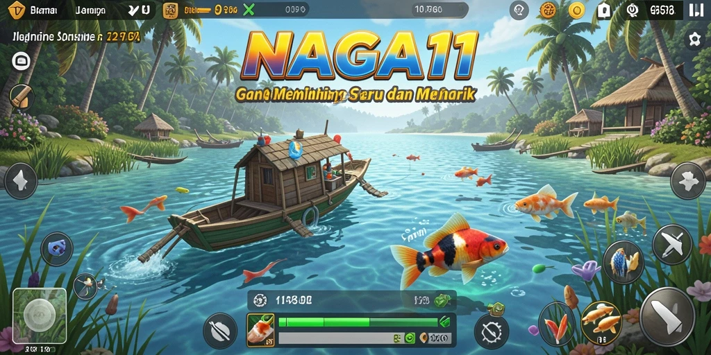 Tampilan gameplay NAGA11 dengan aksi memancing yang mendebarkan.