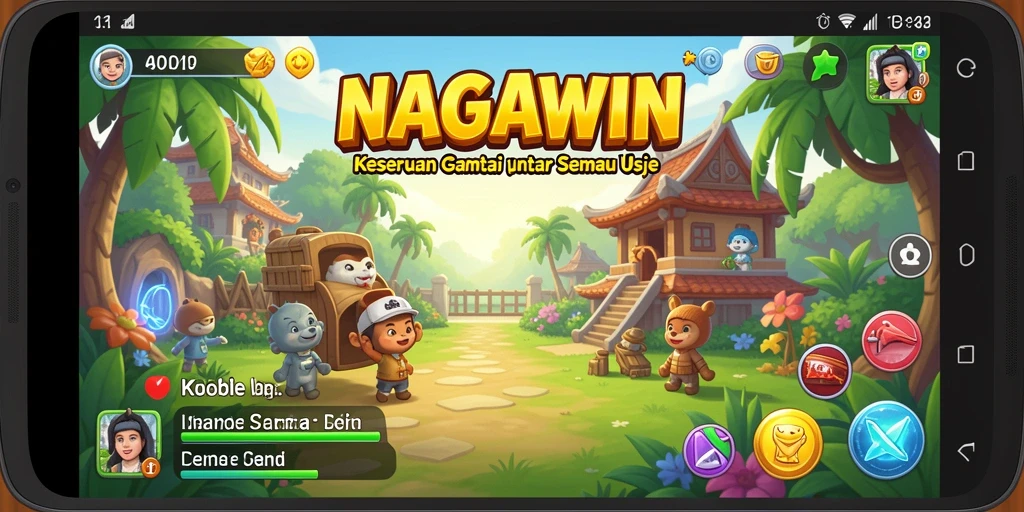 Tampilan gameplay NAGAWIN yang ceria dan mengasyikkan.