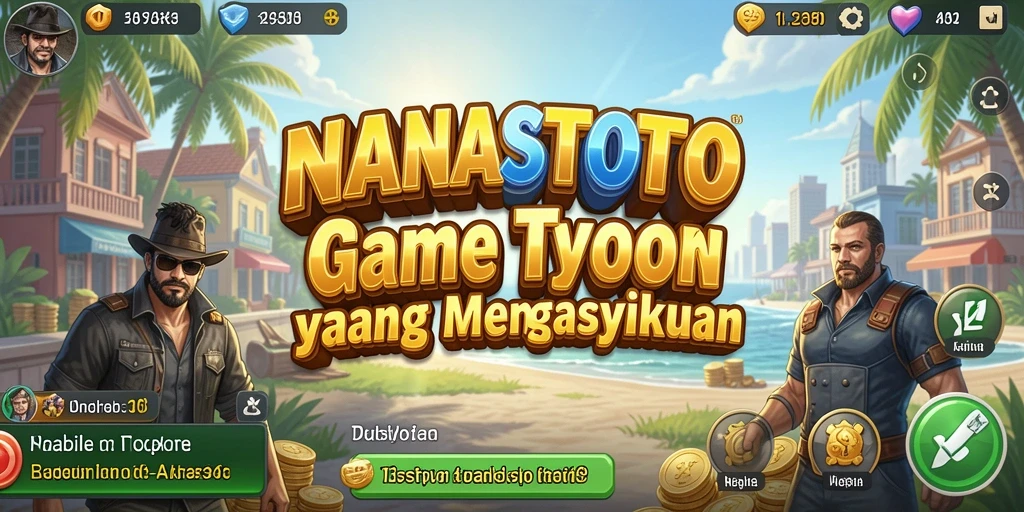 Screenshot NANASTOTO menampilkan gameplay seru dan strategi bisnis yang mendebarkan.