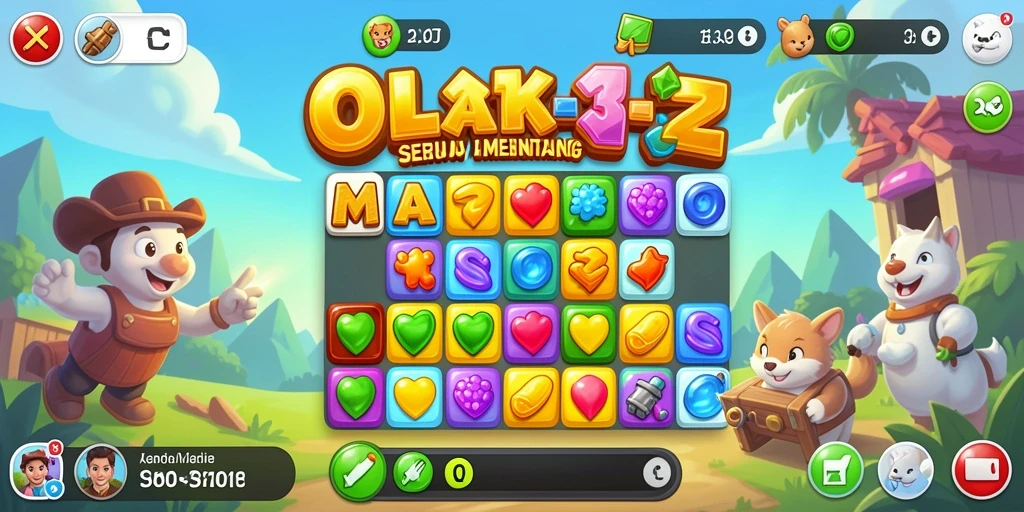 Tangkapan layar OLX17 menunjukkan gameplay Match-3 yang seru dan penuh warna.