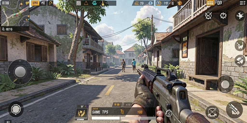 Screenshot gameplay RI188 yang menampilkan aksi seru dalam TPS.