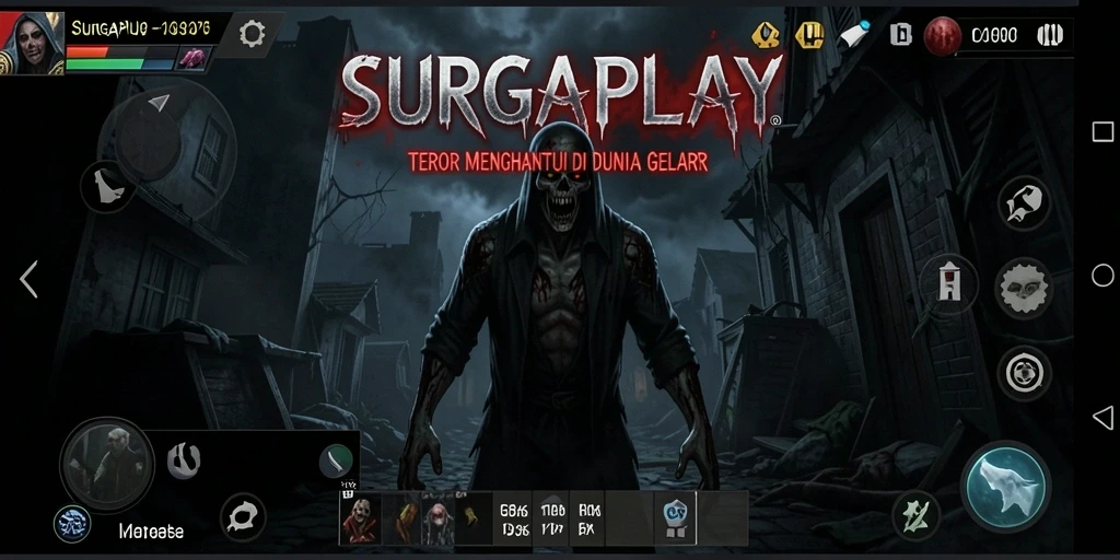 Gameplay SURGAPLAY yang penuh ketegangan dalam suasana horor.