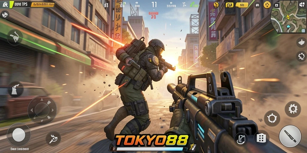 Screenshot utama TOKYO88 menunjukkan pertempuran yang intens dan seru.
