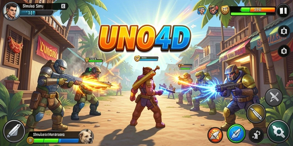 Tangkapan layar gameplay UNO4D yang menampilkan aksi seru dan interaksi pemain.