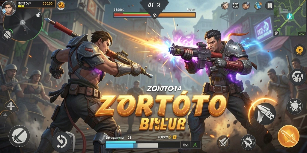 Tampilan aksi seru dalam ZORTOTO Battle Royale.
